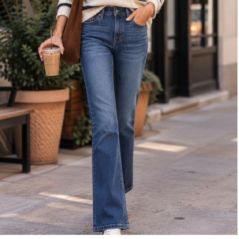 No Boundaries Womens Bootcut Jeans Dark Wash High Rise Size 10 Stretch Denim